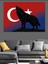 Türk Bayrağı ve Kurt Silüeti Dekoratif Kanvas - Mdf Ahşap Tablo 2