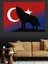 Türk Bayrağı ve Kurt Silüeti Dekoratif Kanvas - Mdf Ahşap Tablo 3