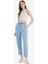 Pull On Paperbag Yüksek Bel Düz Paça Uzun Yumuşak Jean Pantolon E0733AX25SM 4