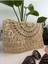 El yapımı dikdörtgen hasır ipli şık çanta, püsküllü, haki renk, büyük boy 4