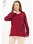 Kadın Orta Yaş Ve Üzeri Viskon Şerit Desen Taşlı Işlemeli Likralı Bordo Anne Penye Bluz 1