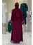Inci Detaylı Abaya Elbise Takım 8493 Bordo 2