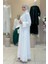 Inci Detaylı Abaya Elbise Takım 8493 Ekru 3