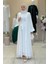 Inci Detaylı Abaya Elbise Takım 8493 Ekru 1