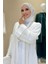 Inci Detaylı Abaya Elbise Takım 8493 Ekru 4