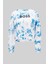Yuvarlak Yakalı Logolu Batik Desenli Kadın Sweatshirt Lacivert 4