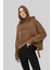 Kapüşonlu Kadın Sweatshirt Kahverengi 1