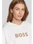 Baskılı Kapüşonlu Kadın Sweatshirt Beyaz 4