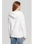Baskılı Kapüşonlu Kadın Sweatshirt Beyaz 5