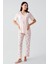 Fiyonk Desenli Düğmeli Kısa Kollu Esnek Viskoz Hamile Pijama Takım 17207 1
