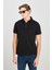 %100 Pamuk Regular Fit Normal Kesim Siyah Polo Yaka Tişört 2