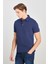 %100 Pamuk Regular Fit Normal Kesim Lacivert Polo Yaka Tişört 2