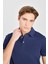 %100 Pamuk Regular Fit Normal Kesim Lacivert Polo Yaka Tişört 4