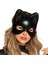 Siyah Deri Görünümlü Kedi Maskesi - Cosplay &amp; Maskeli Balo (4172) 1