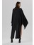 Sensure Siyah Saten Tül Detaylı Uzun Saten Sabahlık / Kimono 4