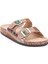 25Y102-2 Kadın Mantar Taban Taşlı Çift Tokalı Comfort Terlik Camel 2