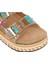 25Y103 Kadın Mantar Platform Taban Taşlı Çift Toklaı Comfort Terlik Camel 5