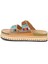 25Y103 Kadın Mantar Platform Taban Taşlı Çift Toklaı Comfort Terlik Camel 4