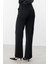 Beli Tokalı Bol Paça Pantolon Siyah 02032 3