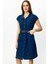 Beli Kemerli Midi Boy Elbise Indıgo 05026 2