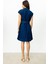 Beli Kemerli Midi Boy Elbise Indıgo 05026 3