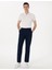Erkek Lacivert Loose Fit Rahat Kalıp Keten Karışımlı Kanvas Pantolon 50305588-VR033 3