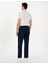 Erkek Lacivert Loose Fit Rahat Kalıp Keten Karışımlı Kanvas Pantolon 50305588-VR033 4