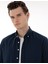 Erkek Lacivert Slim Fit Keten Görünümlü Gömlek 50302710-VR033 2