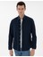 Erkek Lacivert Slim Fit Keten Görünümlü Gömlek 50302710-VR033 3