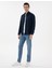Erkek Lacivert Slim Fit Keten Görünümlü Gömlek 50302710-VR033 4