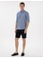 Erkek Mavi Keten Görünümlü Slim Fit Uzun Kollu Gömlek 50302710-VR036 4