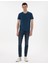 Erkek İndigo Melanj Pamuk Karışımlı Slim Fit Bisiklet Yaka Basic Tişört 50306980-VR155 4