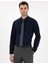 Erkek Lacivert Slim Fit Uzun Kollu Basic Gömlek 50307297-VR033 3