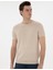 Erkek Bej Keten Karışımlı Regular Fit Bisiklet Yaka Triko Tişört 50305992-VR011 3