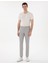 Erkek Gri Slim Fit Keten Karışımlı Çizgili Kanvas Pantolon 50301778-VR024 1
