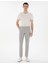 Erkek Gri Slim Fit Keten Karışımlı Çizgili Kanvas Pantolon 50301778-VR024 3