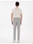 Erkek Gri Slim Fit Keten Karışımlı Çizgili Kanvas Pantolon 50301778-VR024 4