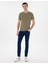 Erkek Haki Slim Fit Bisiklet Yaka Triko Tişört 50305991-VR027 4