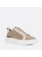 Kadın Bej Bağcıklı Kalın Tabanlı Süet Deri Sneaker 2