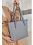 Justpolo Kadın Gri Büyük Boy Omuz Çantası Tote Bag 4