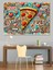 Soyut Pizza Deseni Dekoratif Kanvas - Mdf Ahşap Tablo 1
