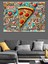 Soyut Pizza Deseni Dekoratif Kanvas - Mdf Ahşap Tablo 2