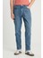 %100 Pamuk Frank Relaxed Fit Geniş Kesim Indigo Jean Denim Pantolon 3