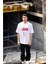 Unisex Bisiklet Yaka Baskılı Oversize Tshirt 3
