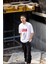 Unisex Bisiklet Yaka Baskılı Oversize Tshirt 4