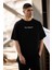 Unisex Bisiklet Yaka Baskılı Oversize Tshirt 2