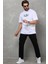 Unisex Bisiklet Yaka Baskılı Oversize Tshirt 4