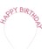Pembe Renk Kristal Taşlı Gold Renk Kaplama Happy Birthday Taç 16X17 cm 1