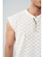 Desenli Oversize Sıfır Kol Triko Erkek T-Shirt 5