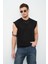 Desenli Oversize Sıfır Kol Triko Erkek T-Shirt 3